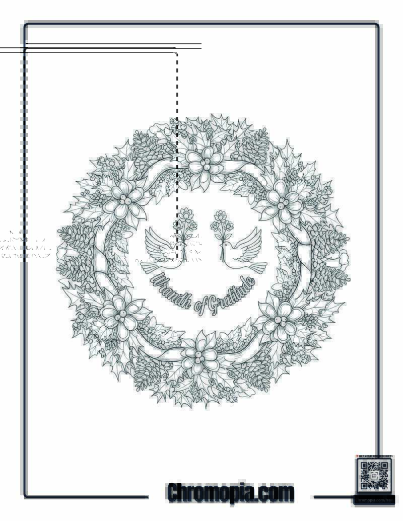 Wreath Of Gratitude Mandala Coloring Page