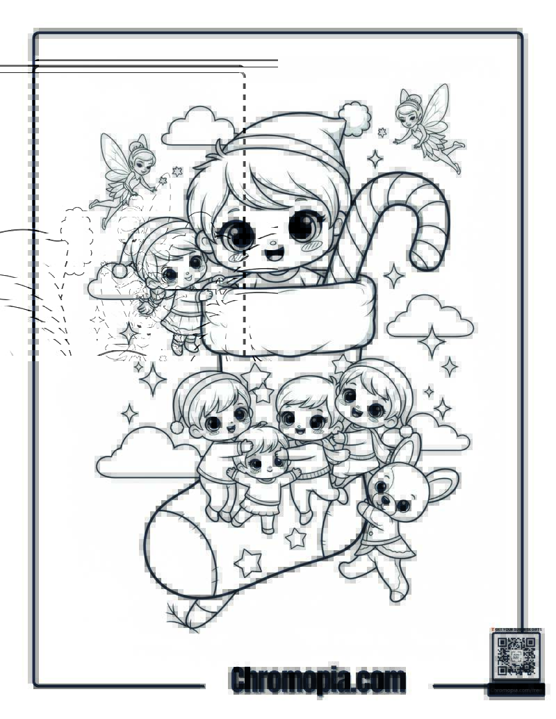 Chibi Cute Stocking Coloring Page