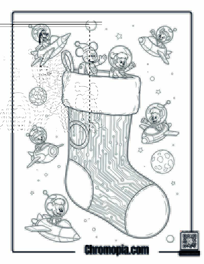 Futuristic Sci-Fi Stocking Coloring Sheet