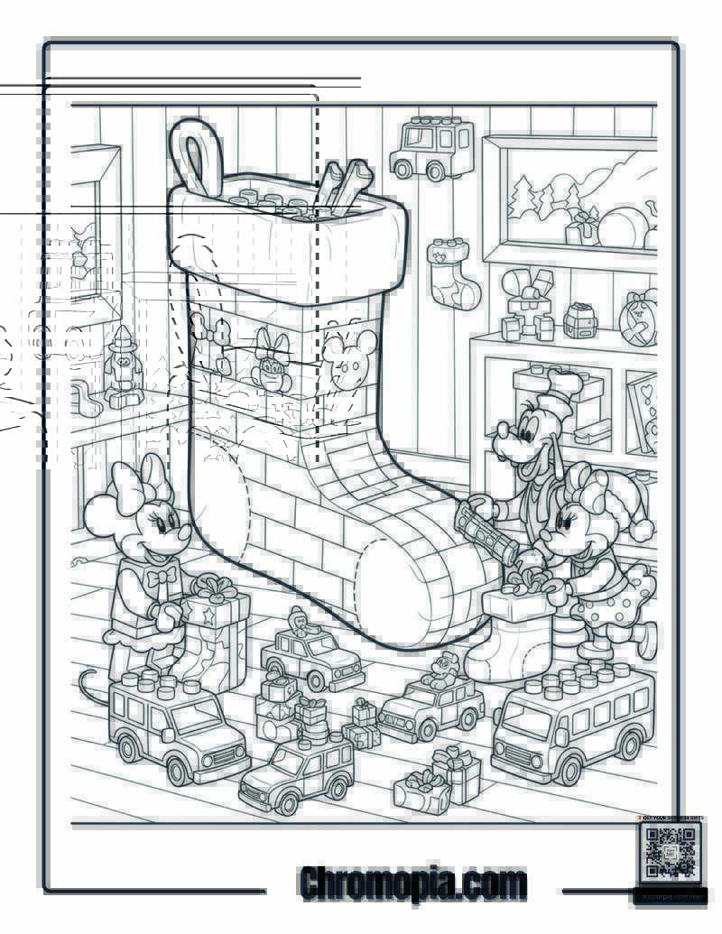 LEGO Style Stocking Coloring Page