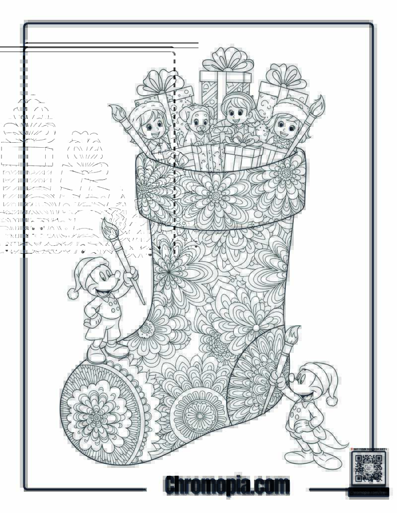 Mandala Stocking Wonderland Coloring Page