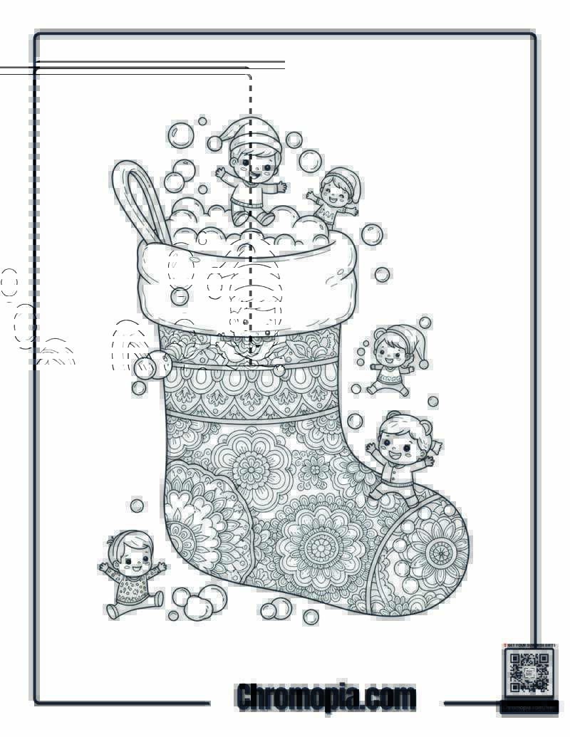Bubble Bath Stocking Mandala Coloring Page