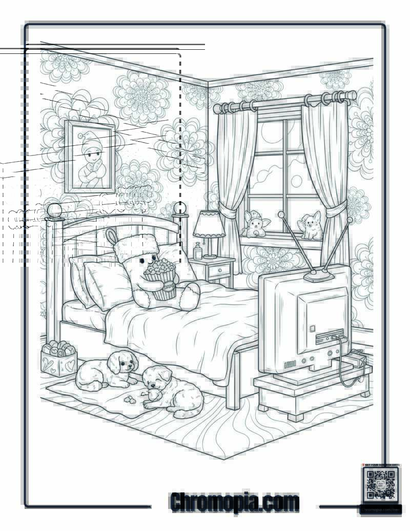 Dreamy Bedroom Stocking Mandala Coloring Page