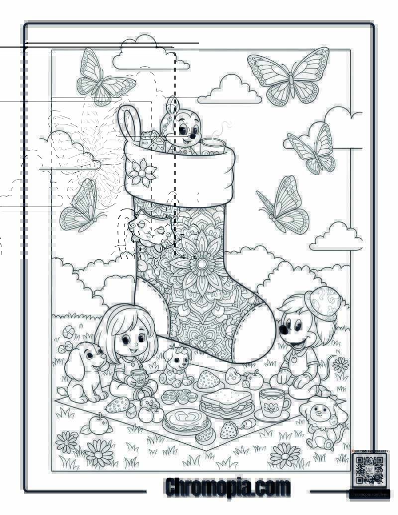 Mindful Picnic Stocking Coloring Sheet