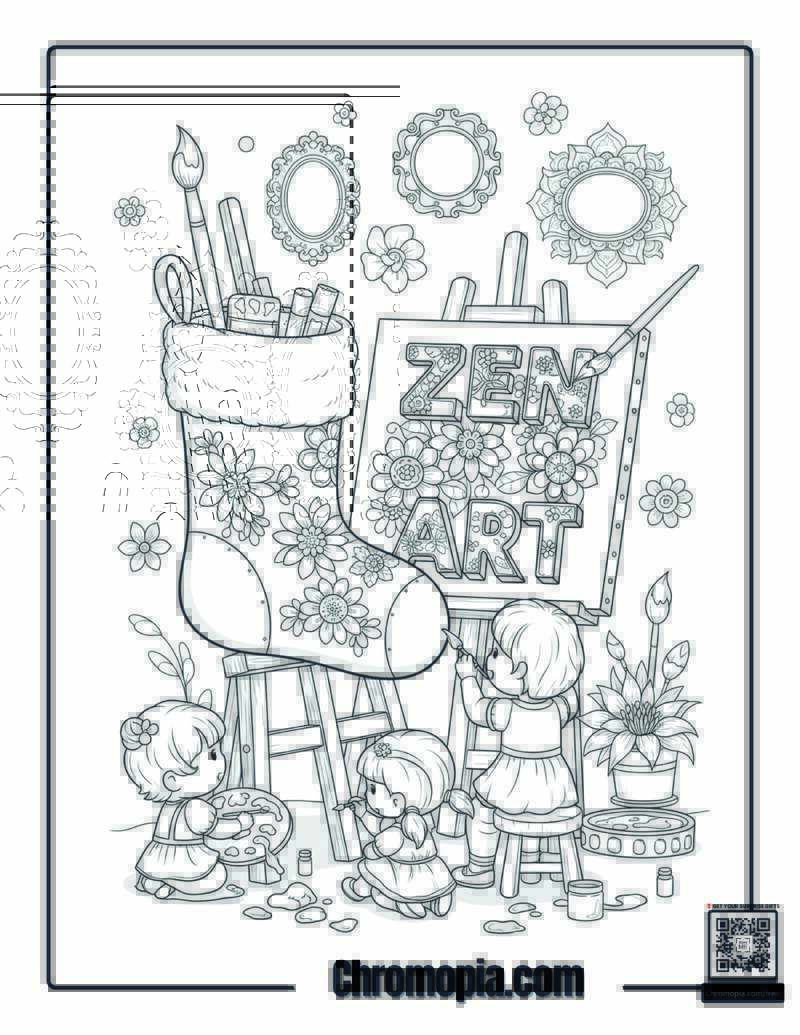 Painting Mandala Stocking Coloring Sheet