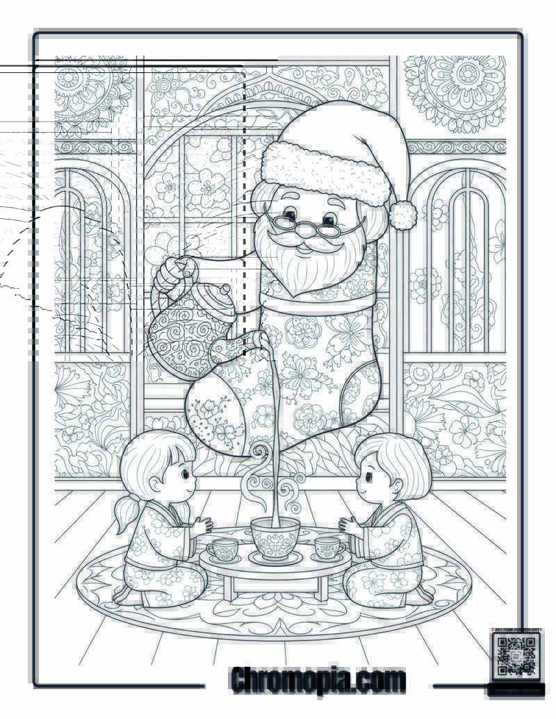 Stocking Tea Ceremony Coloring Sheet