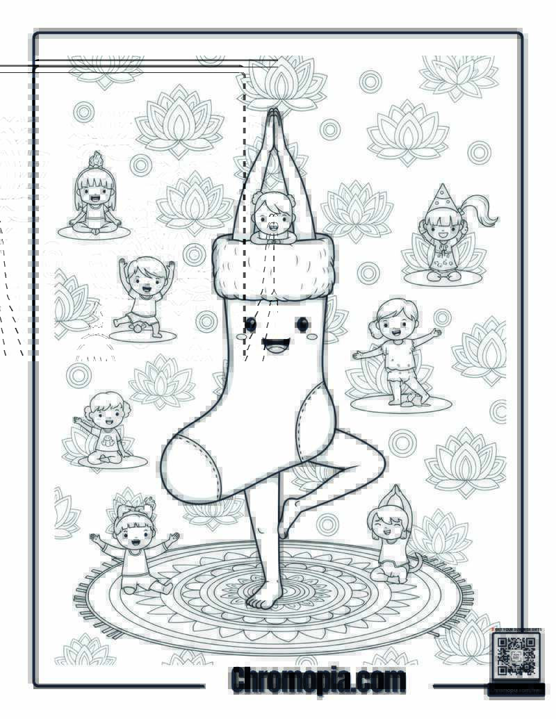 Yoga Pose Stocking Coloring Sheet