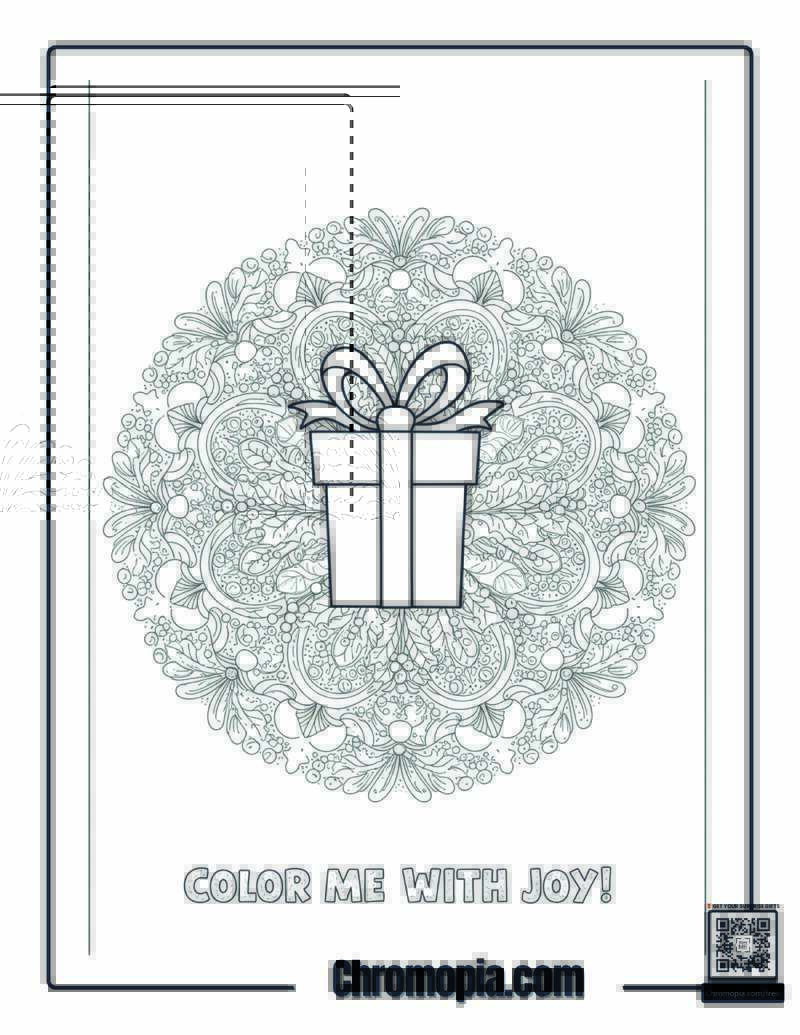 Mandala Bloom – Christmas present flower mandala coloring page