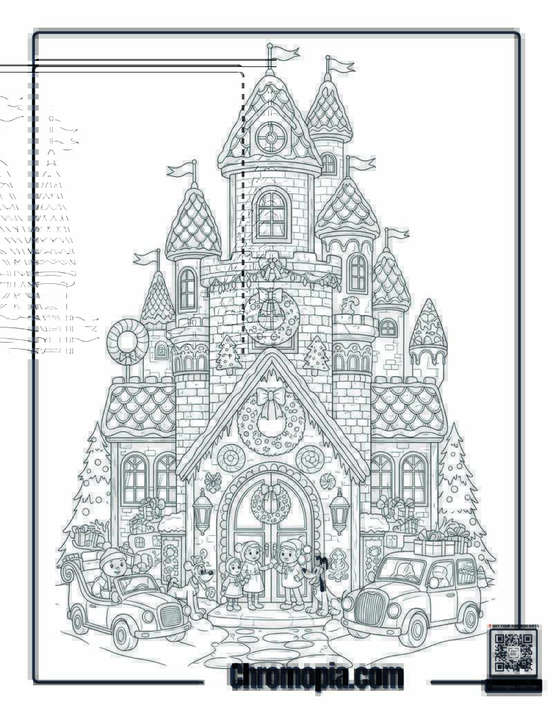 Gingerbread Castle At Home Entrance Coloring Sheet