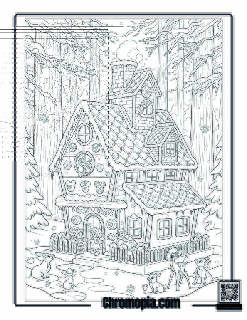 Gingerbread House In Forest Clearing Coloring Page