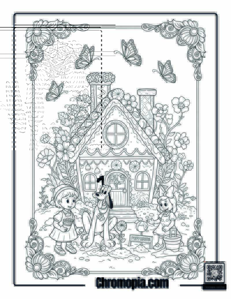 Gardening Gingerbread House Mandala Coloring Sheet