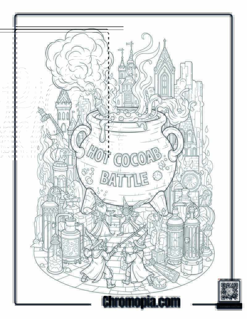 Epic Hot Cocoa Battle Magical Energy Coloring Page