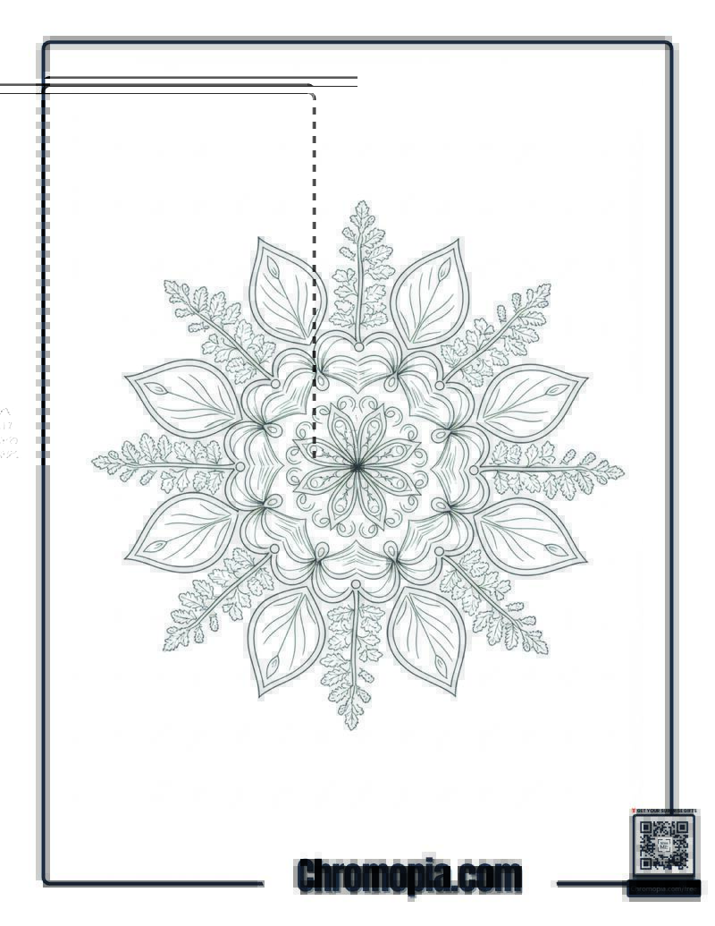 Diwali Mistletoe Mandala with Diyas and Firecrackers Coloring Page