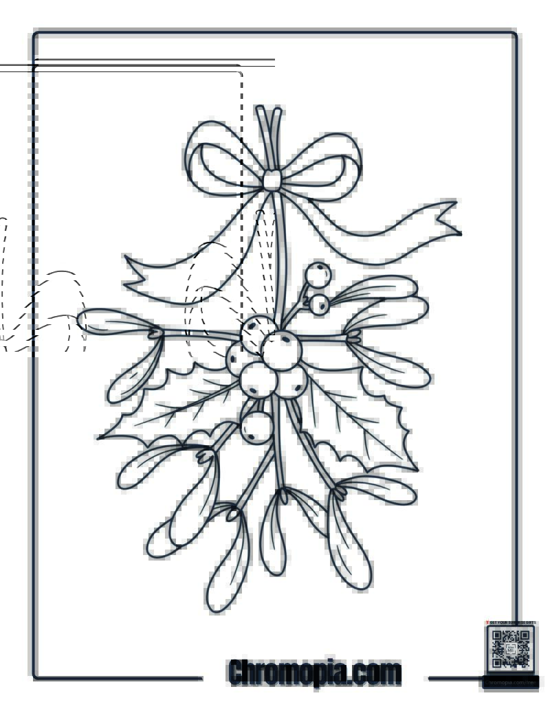 Classic Christmas Mistletoe Sprig Coloring Page