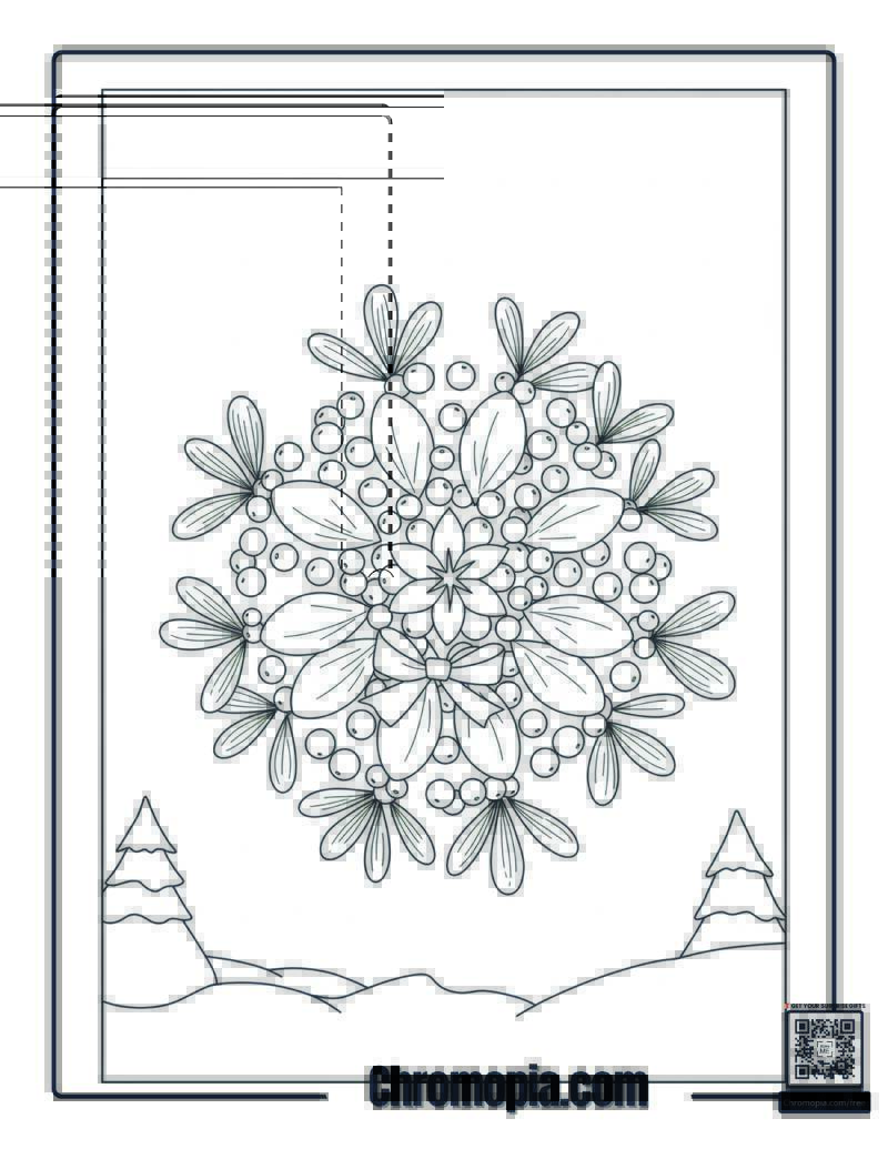 Mandala Mistletoe Circle Pattern Coloring Page