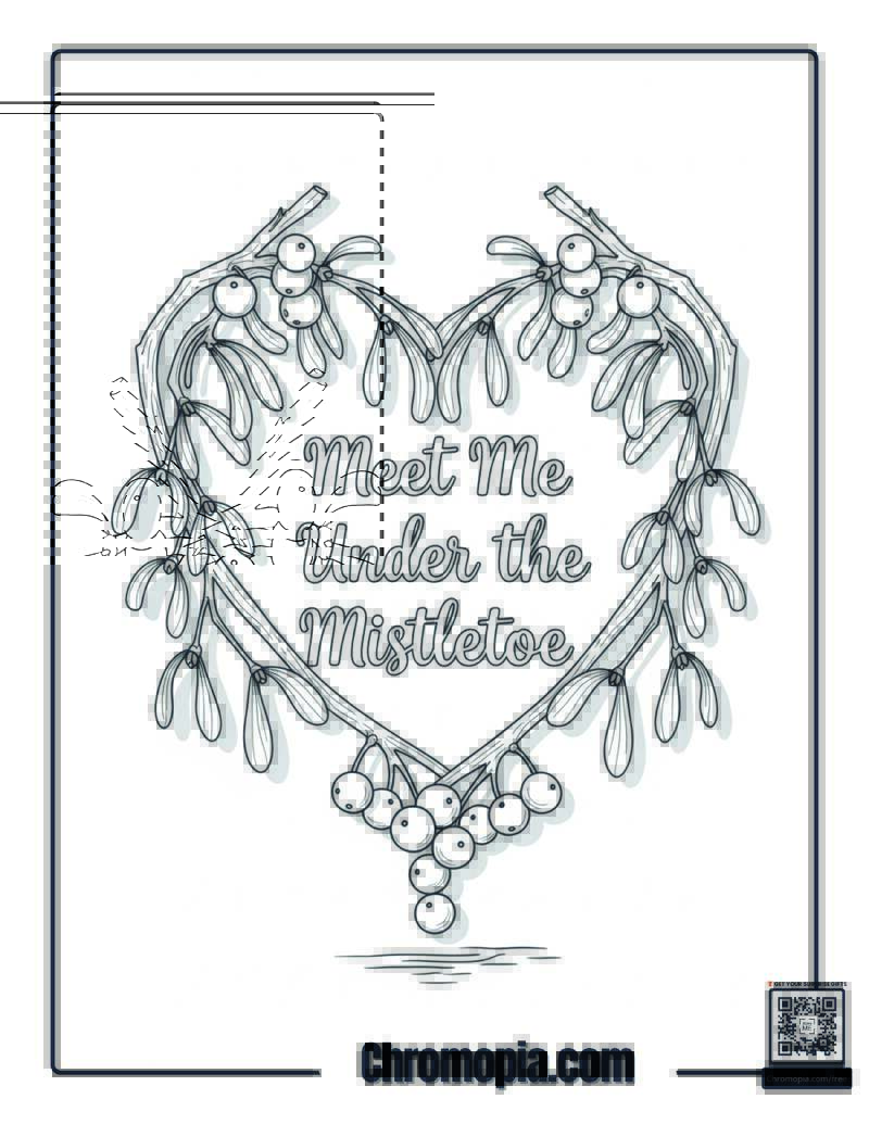Meet Me Under the Mistletoe Coloring Page