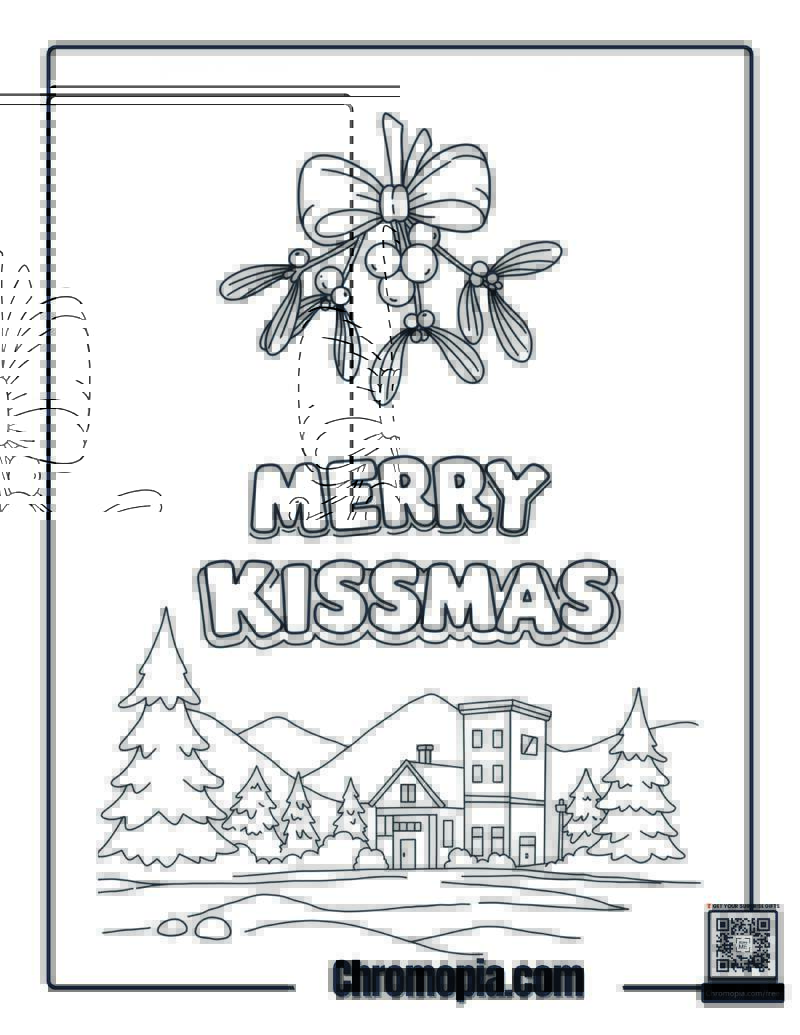 Mistletoe Quote – Merry Kissmas Coloring Page