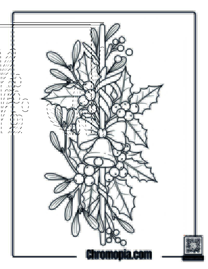Mistletoe and Holly Duo Coloring Sheet