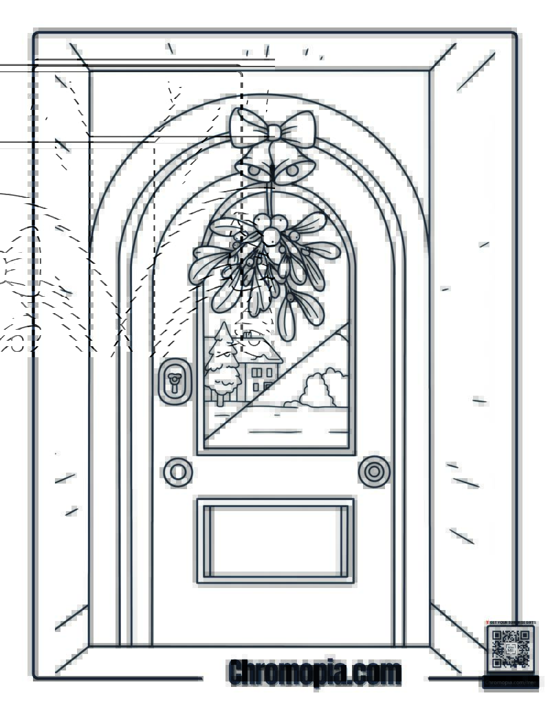 Mistletoe on a Doorway Arch Coloring Page