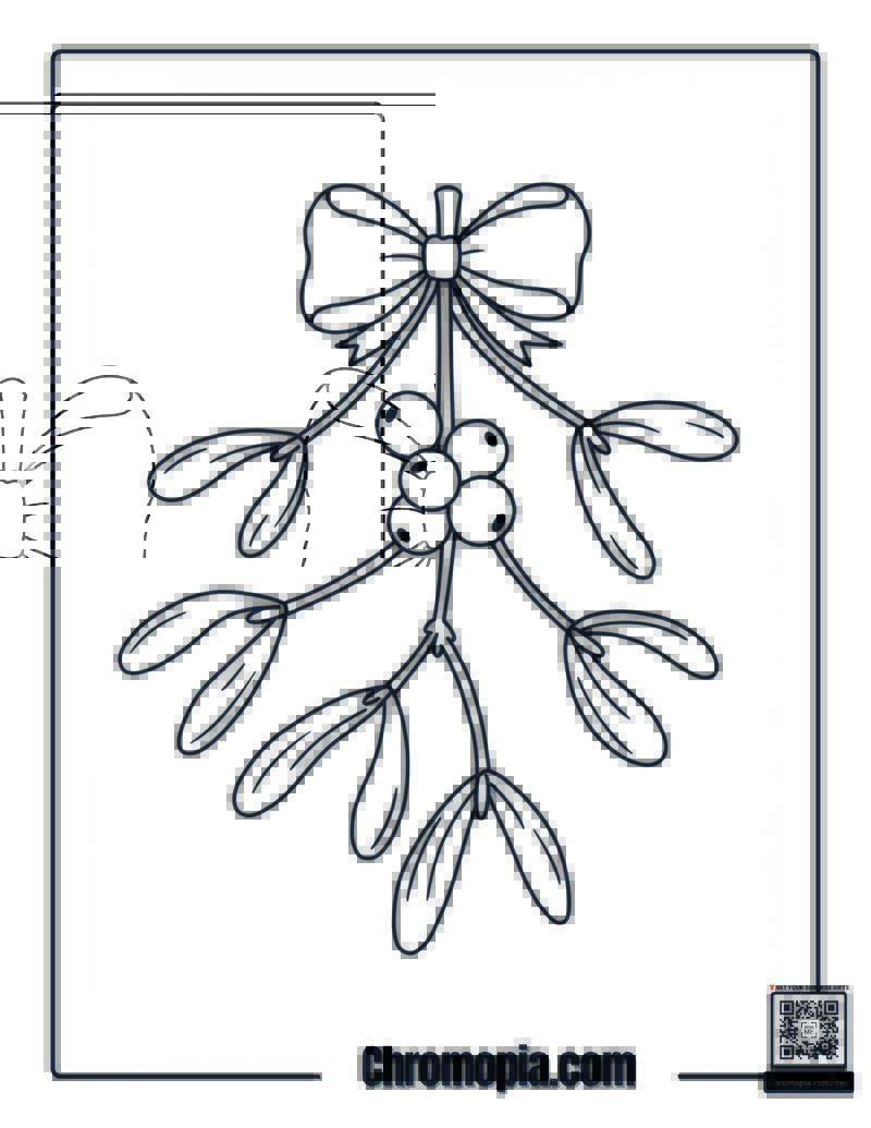 Simple Mistletoe Coloring Page for Kids