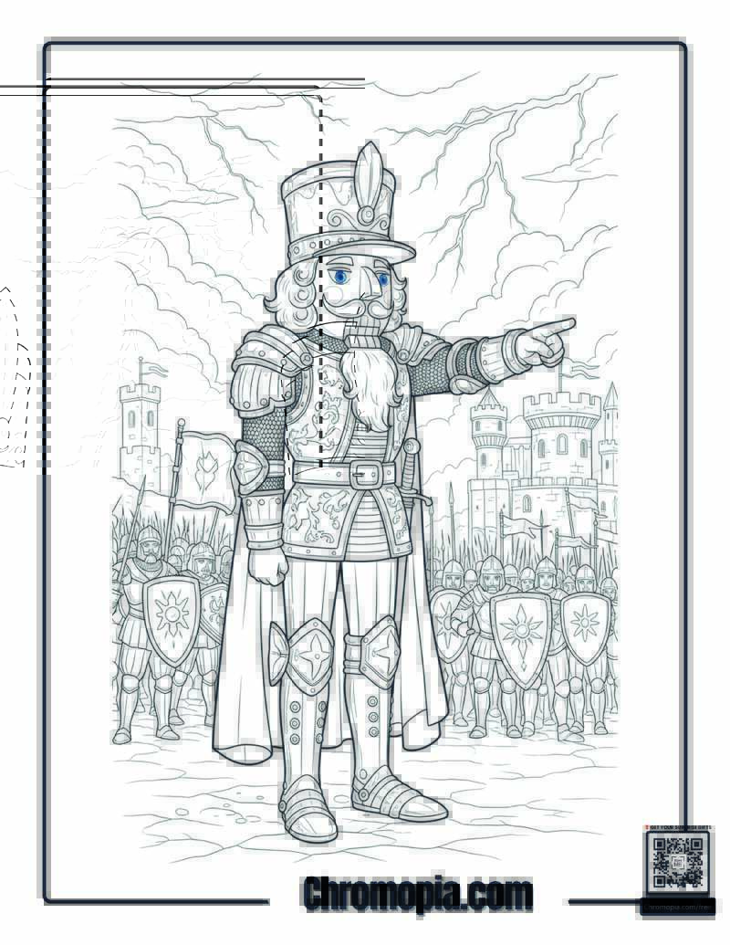 Nutcracker Medieval Castle Siege Commander Coloring Sheet