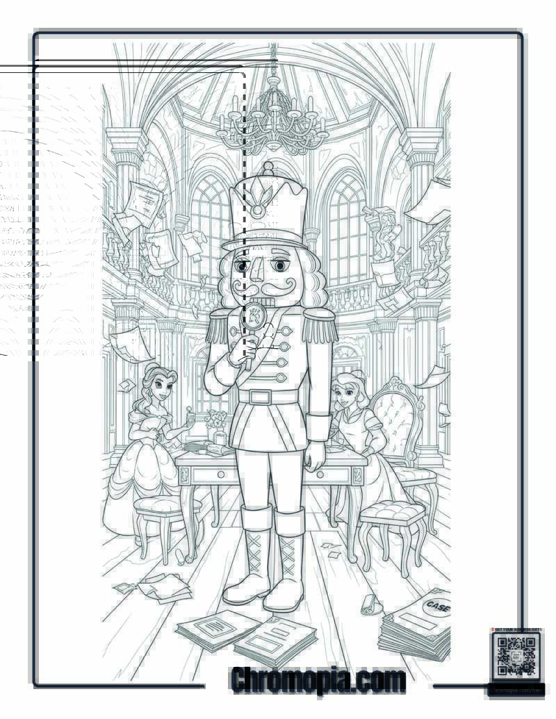 Nutcracker Victorian Detective Mystery Investigation Coloring Page