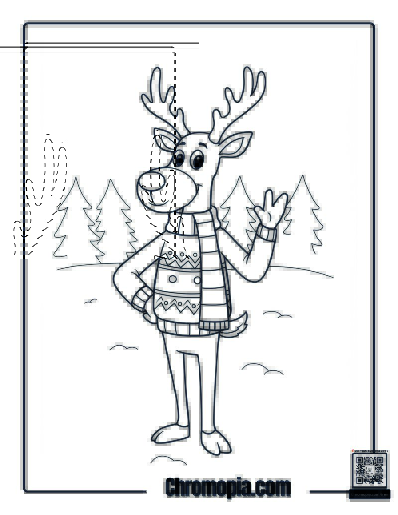 Rudolph Standing Like a Human Coloring Page
