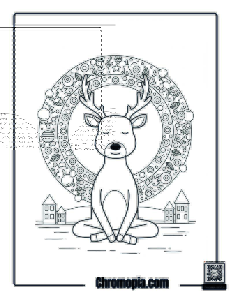 Rudolph Meditating With Mandala Background Coloring Page