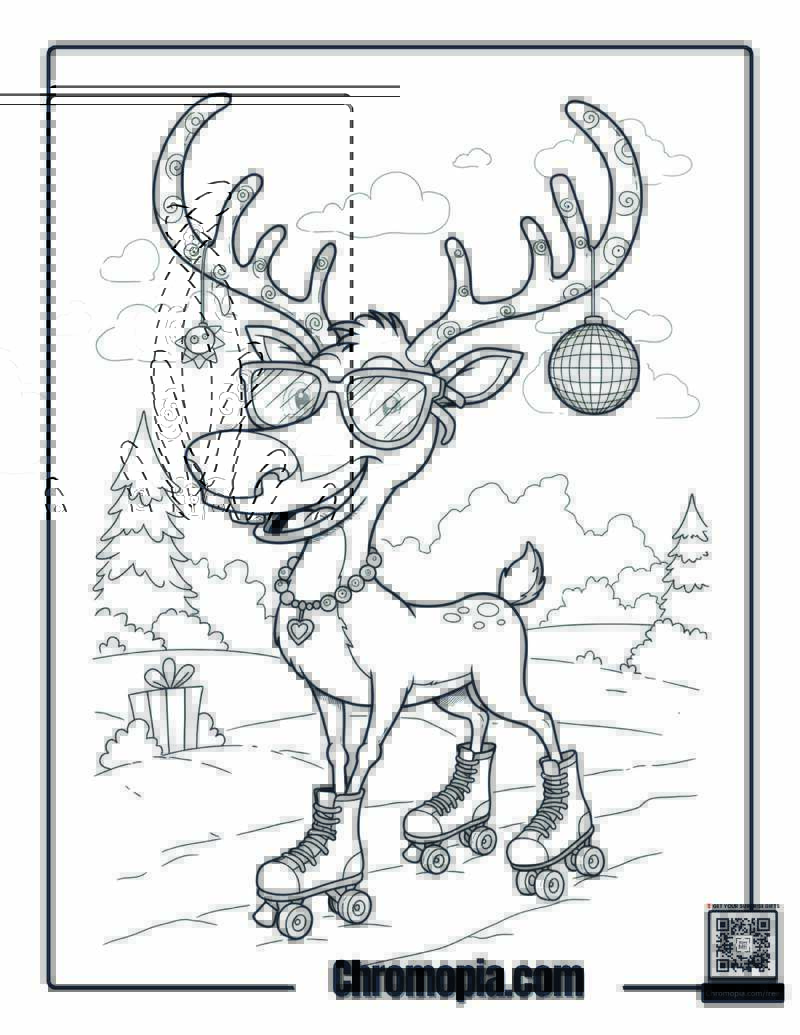 Funky Rudolph Coloring Sheet