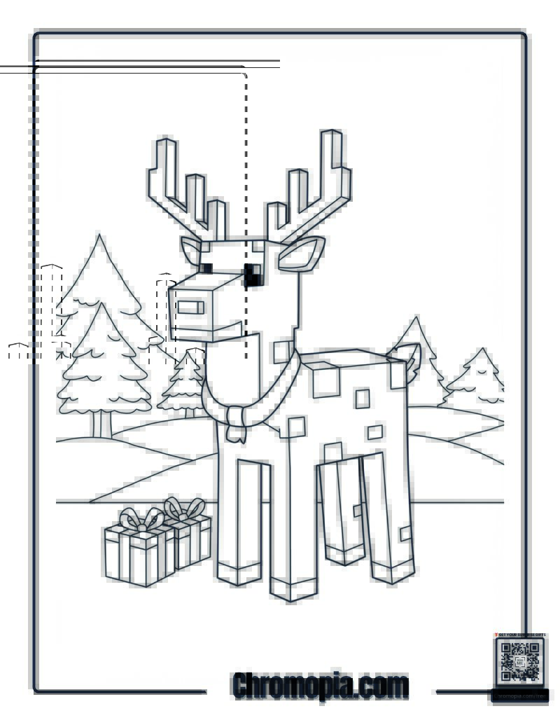 Minecraft Style Rudolph Coloring Sheet