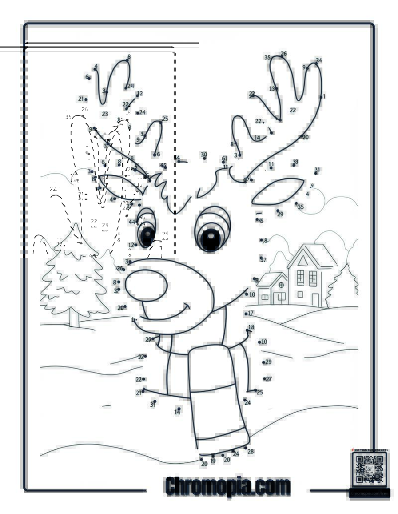 Rudolph Dot to Dot Coloring Page