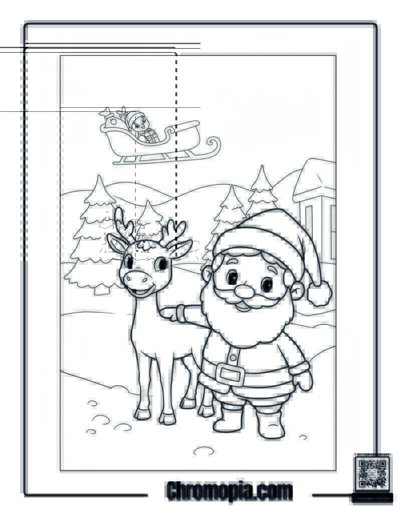 Santa and Rudolph Coloring Pages