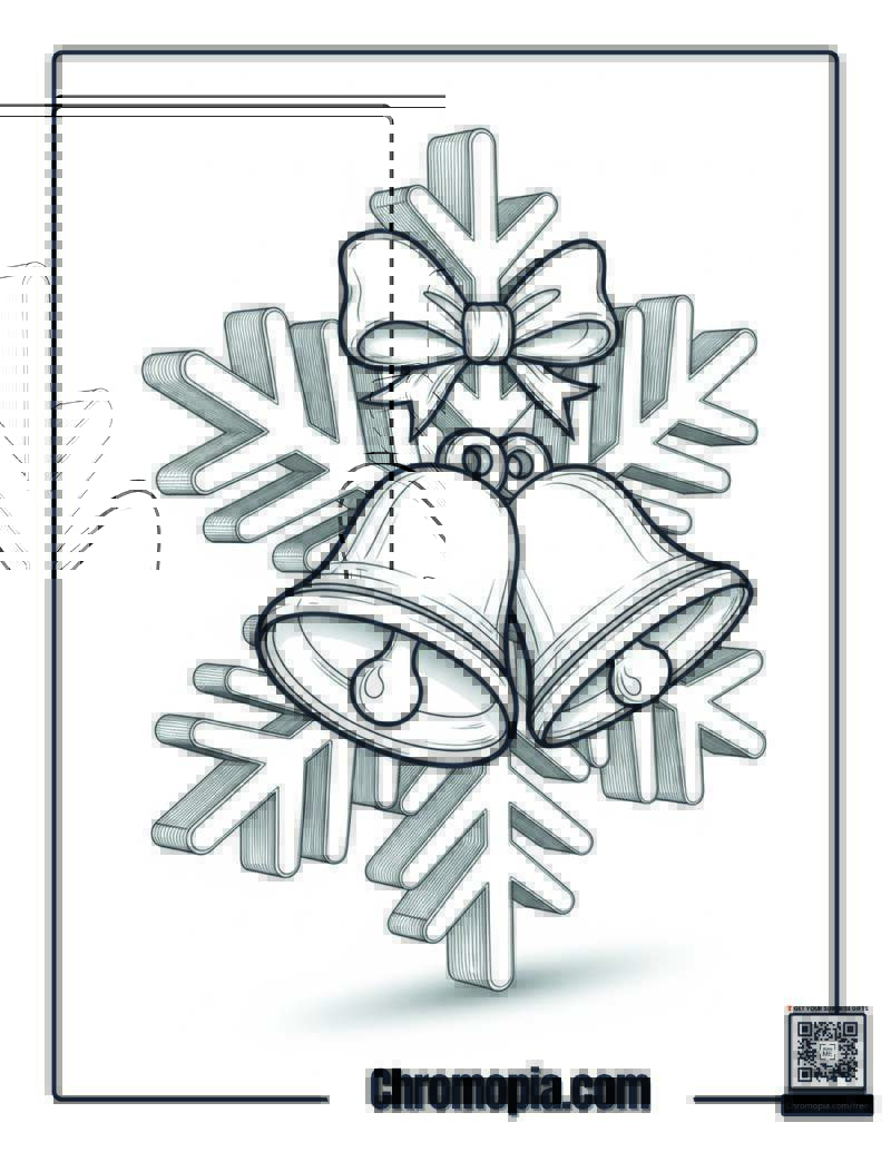 Christmas Bell Snowflake Ring Coloring Sheet