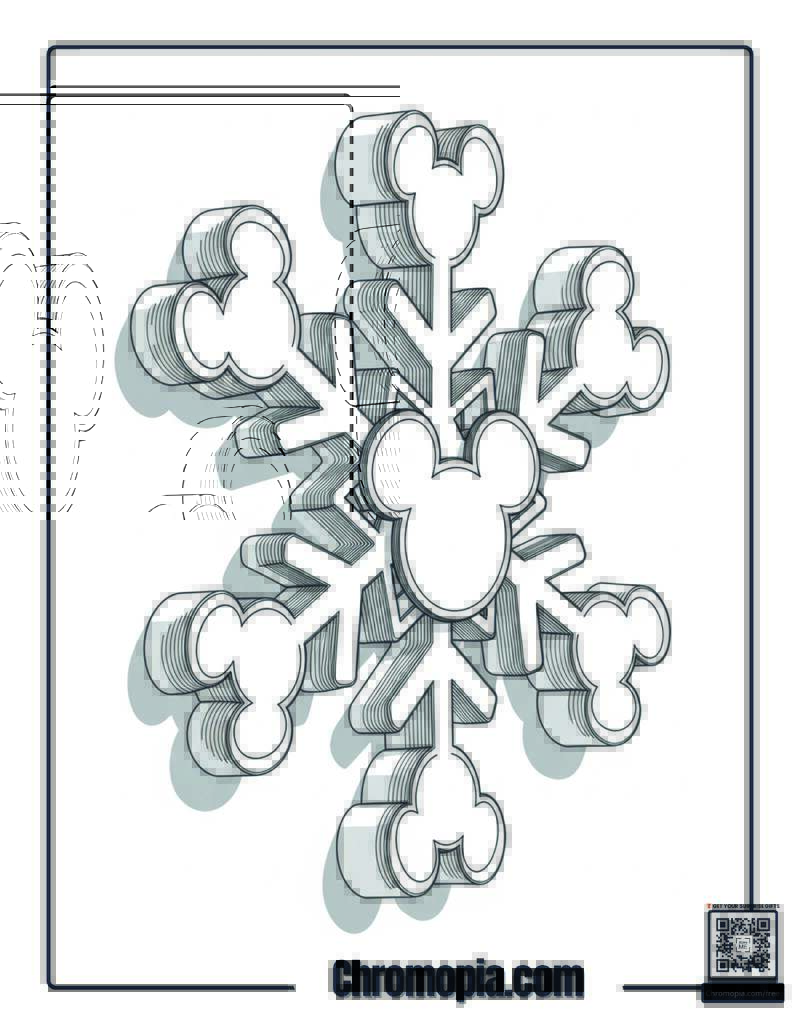 Mickey Mouse Christmas Snowflake Coloring Page