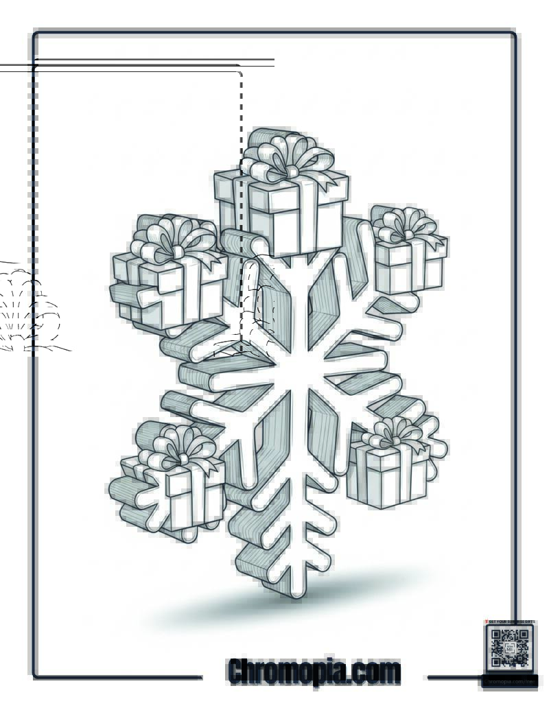 Present Box Snowflake Gift Coloring Sheet