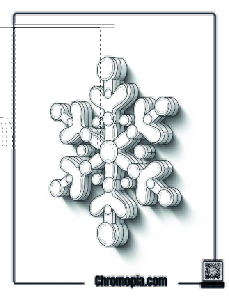 Circle Dot Snowflake Pattern Coloring Page