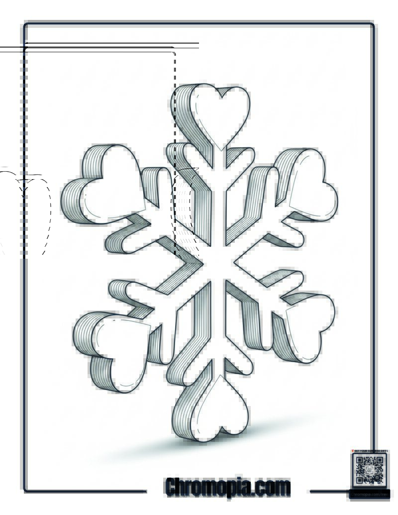 Heart Tipped Snowflake Love Coloring Sheet