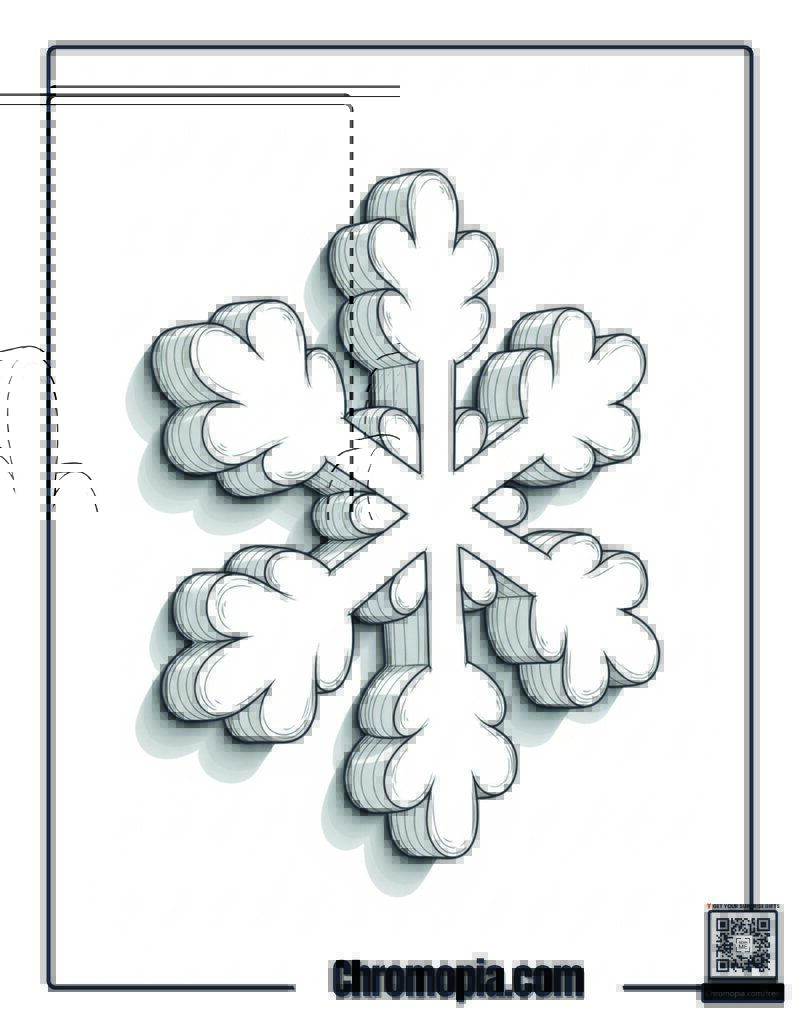 Puffy Cloud Snowflake Soft Coloring Sheet
