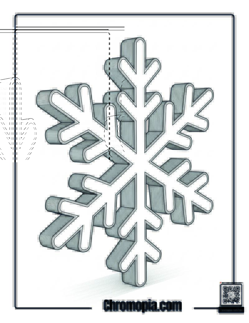 Simple Line Snowflake Classic Coloring Page