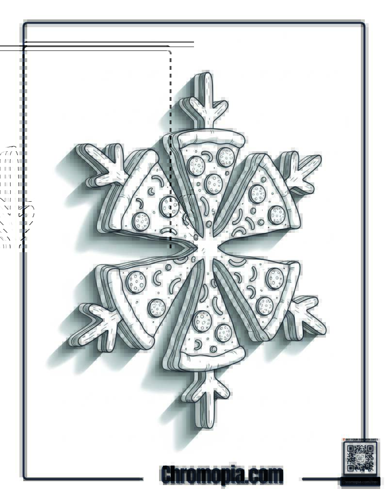 Pizza Slice Snowflake Yummy Coloring Sheet