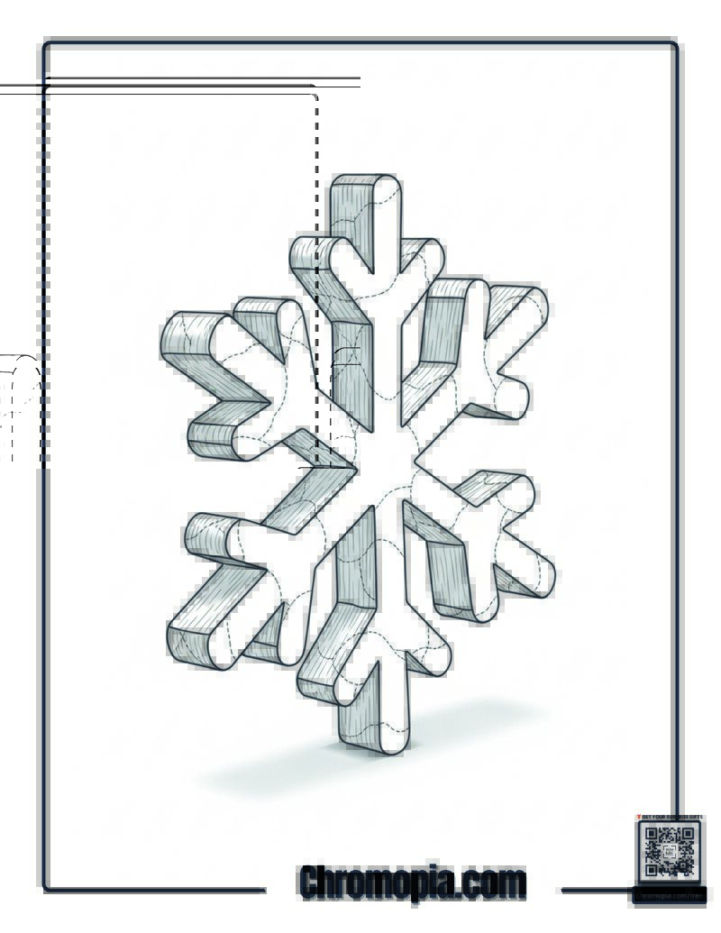 Toilet Paper Roll Snowflake Coloring Page