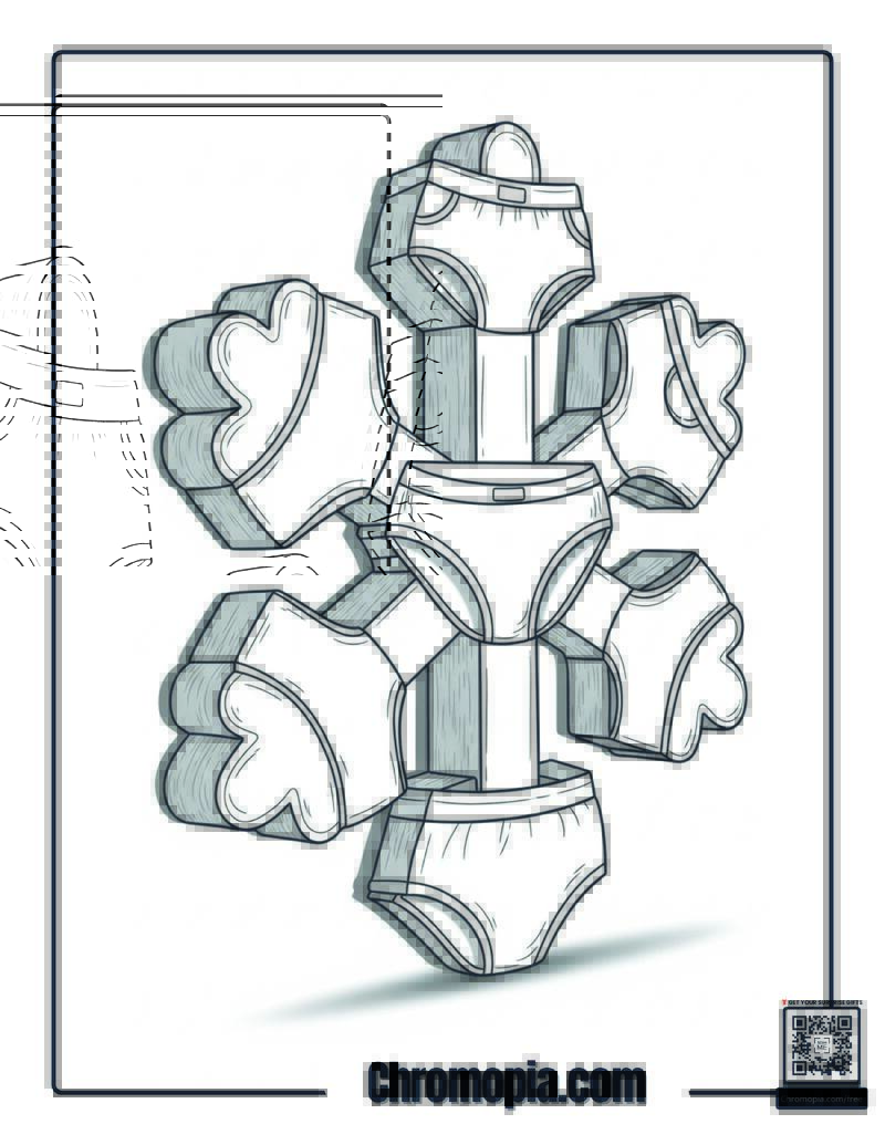 Underwear Snowflake Silly Laundry Coloring Sheet
