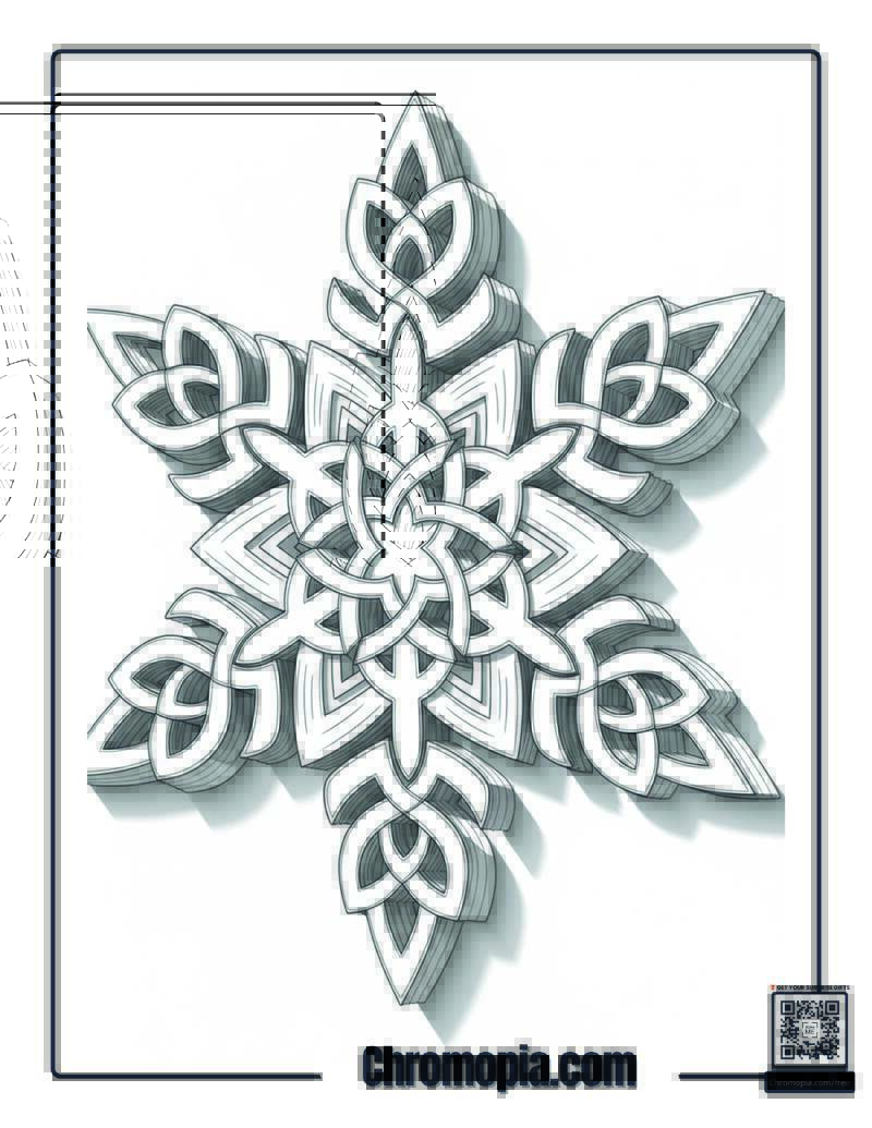 Celtic Knot Snowflake Mandala Coloring Page