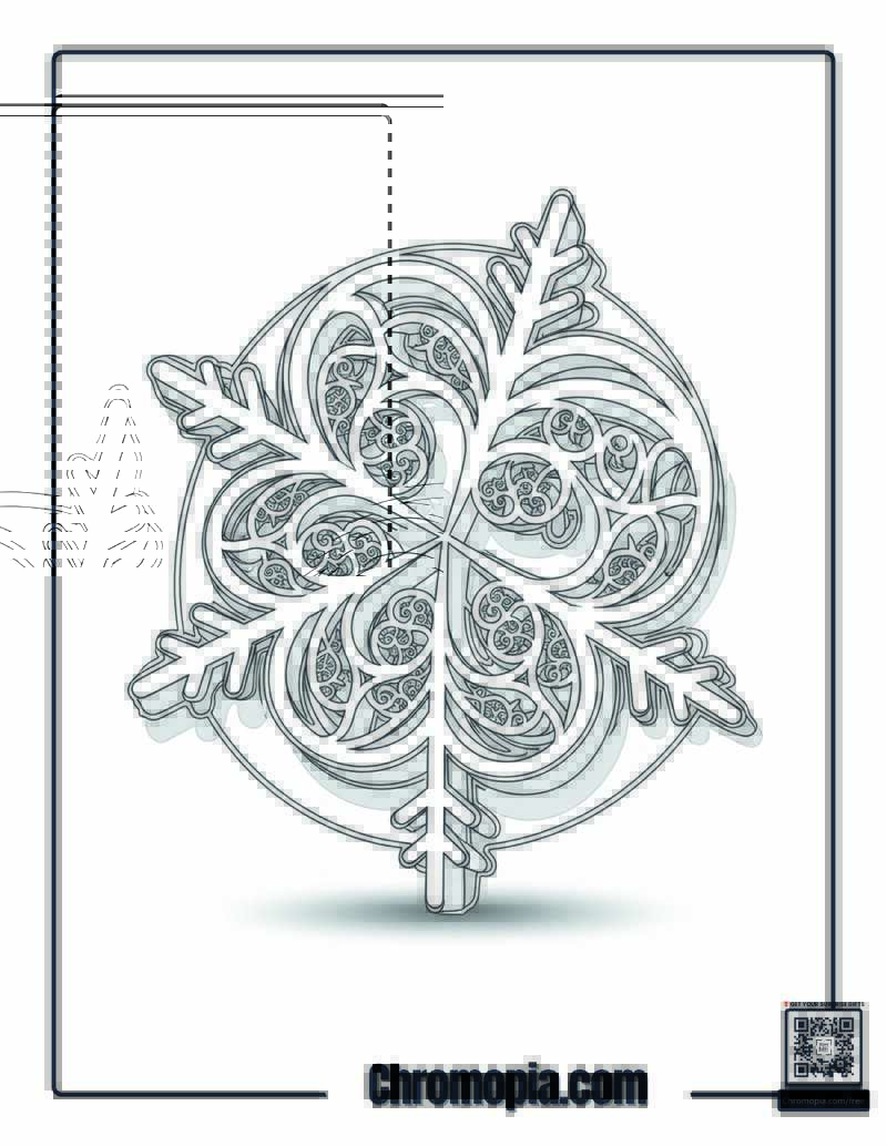 Fibonacci Spiral Snowflake Mandala Coloring Sheet