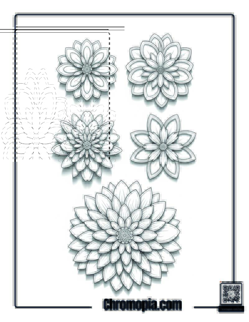 Flower Petal Burst Snowflake Mandala Coloring Page