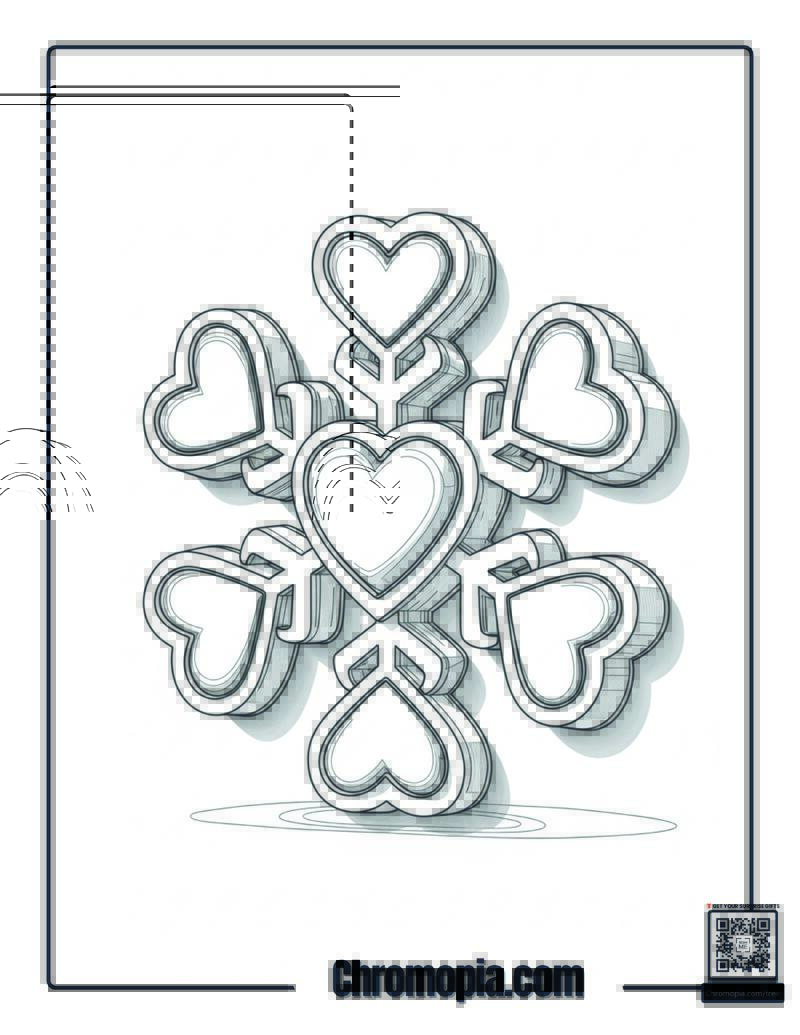 Heart Chain Snowflake Mandala Coloring Sheet