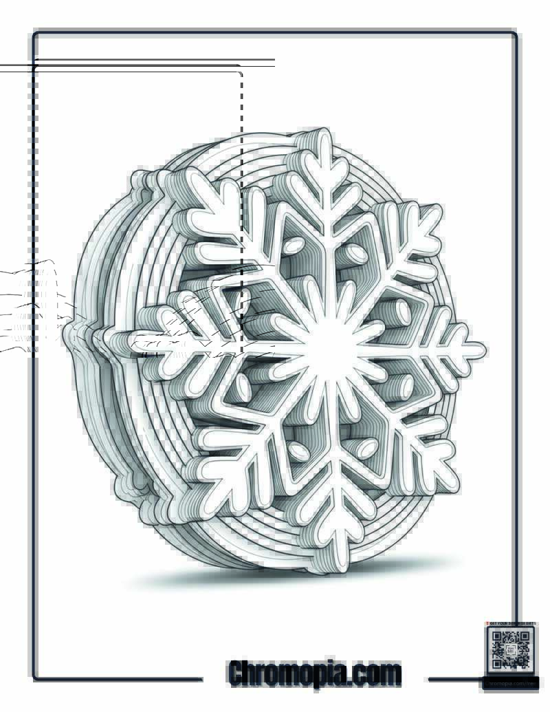 Rainbow Layer Snowflake Mandala Coloring Page
