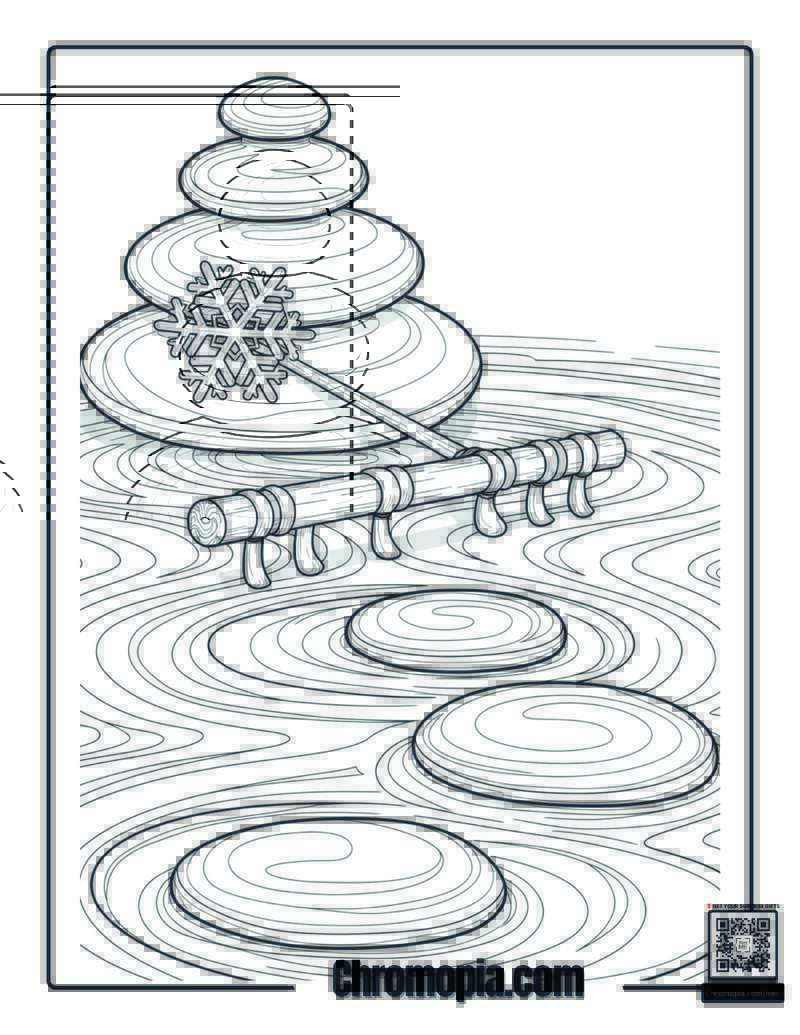 Zen Garden Snowflake Mandala Coloring Page