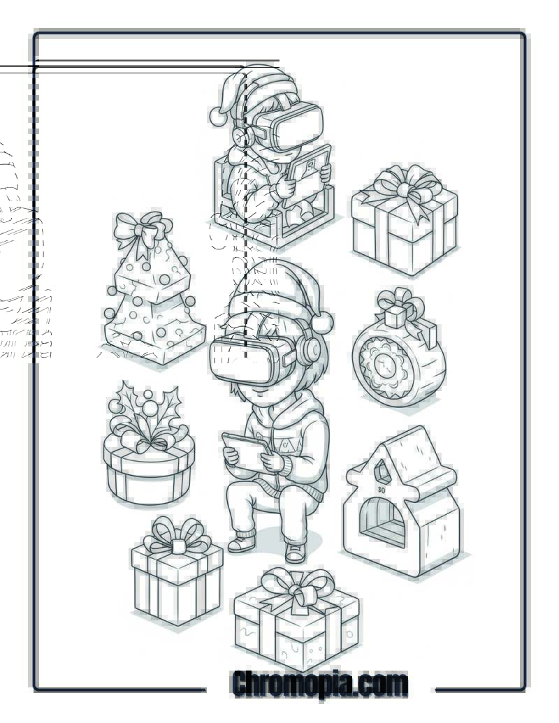 Christmas Decor Gaming Championship Tournament Arena Coloring Page