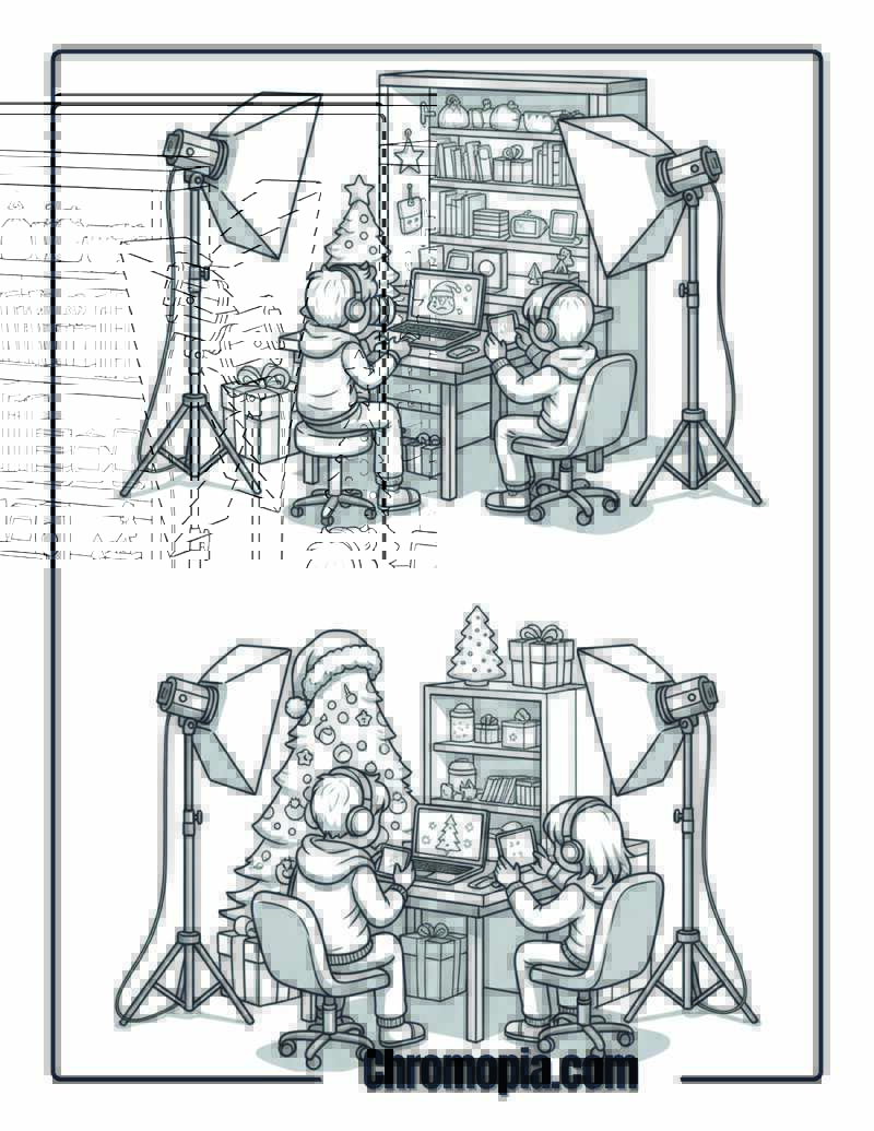 Christmas Decor Social Media Influencer Studio Coloring Page